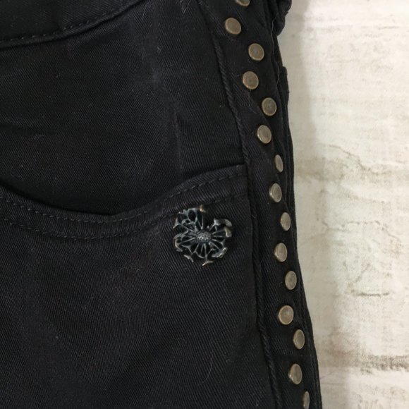 Maison Scotch Petit Ami Slim Boyfriend Jeans Womens 27 Reg Black Studded - Picture 2 of 7